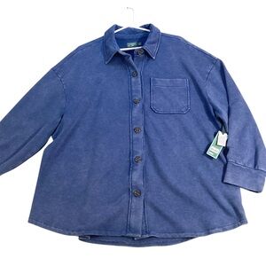 Terra & Sky Women’s Plus Knit Shacket, Blue Heron Color Size 1X‎ NEW